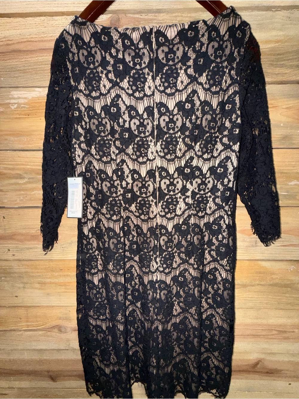 Jessica Howard Beautiful Black Lace Midi Dress with Nude Lining, NWT - Picture 8 of 8